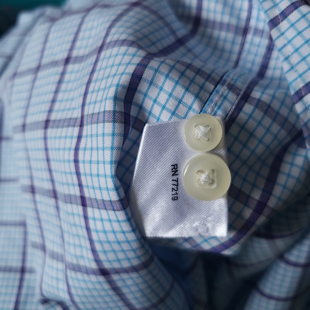 Egara Non Iron Blue & Purple Button Down Shirt M - Picture 8 of 8